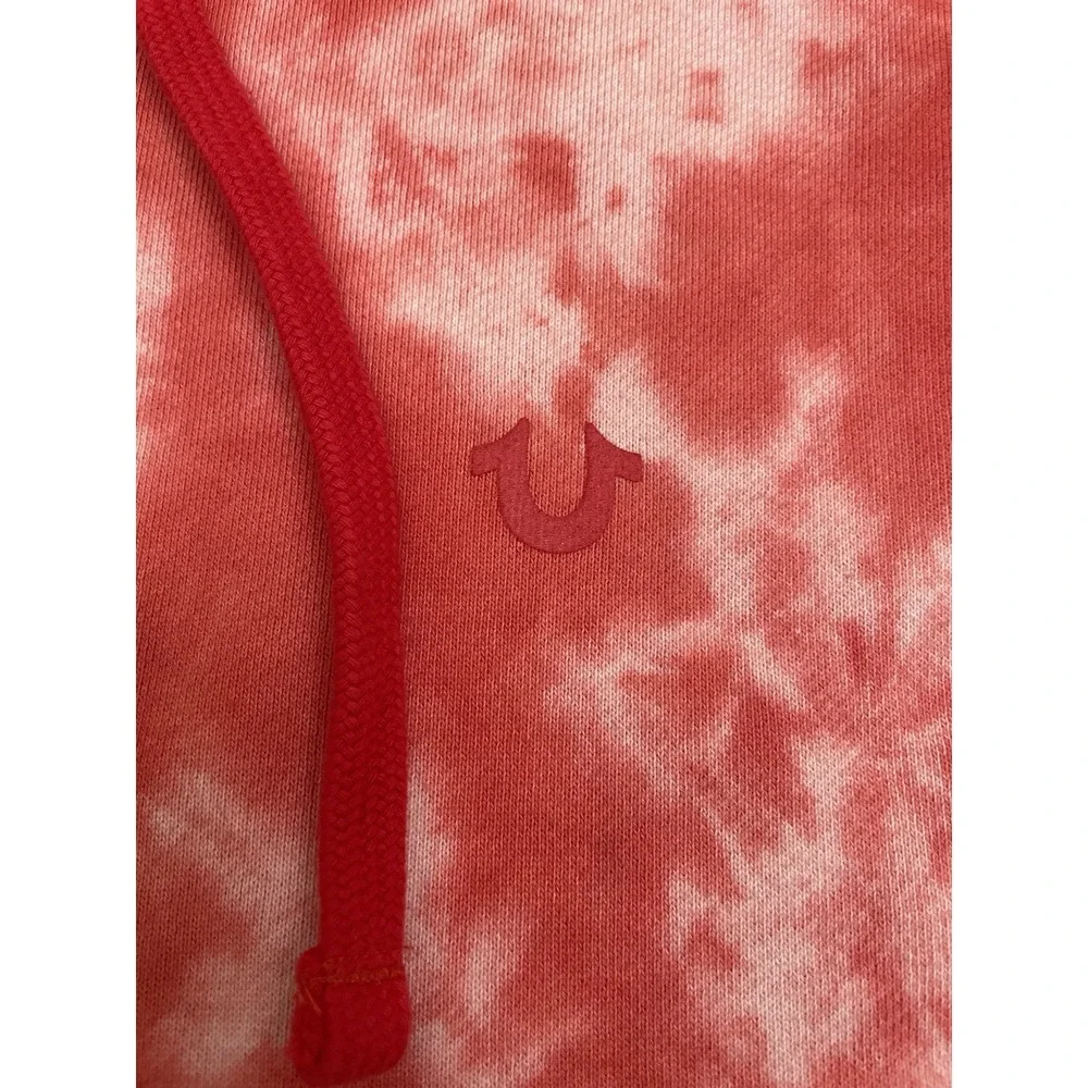 NEW True Religion Tie Dye Hoodie Men's Large Red / White Logo RETAIL $129
